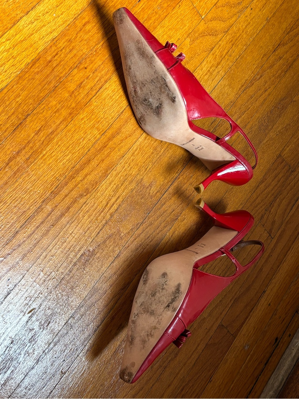 Red Reformation Patent Slingback Pumps with Bow detail - Picture 5 of 6